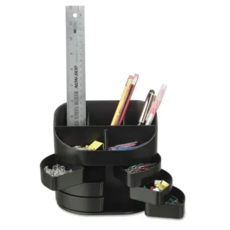 Officemate Double Supply Organizer, Black, 11 Compartments, 6 Drawers, Plastic