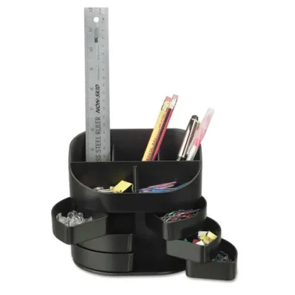 Officemate Double Supply Organizer, Black, 11 Compartments, 6 Drawers, Plastic