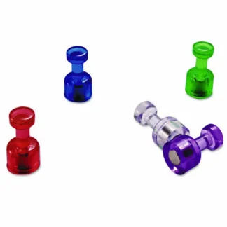 Officemate Push Pin Magnets, Assorted Translucent, 10/Pack