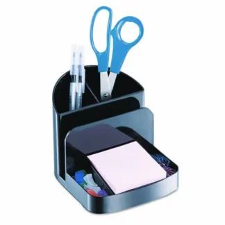 Officemate Recycled Desktop Supplies Organizer, 5 Compartments, Black