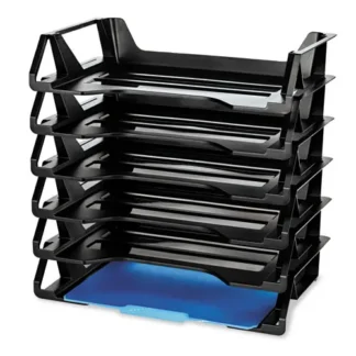 Officemate Recycled Side Load Desk Tray, 6 Sections, Letter Size, Black, 6/Pack