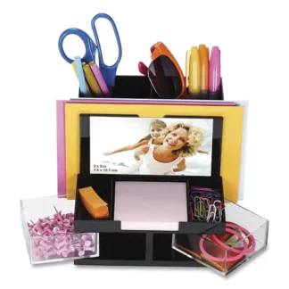 Officemate VersaPlus Desk Organizer, 7 Compartments, Black