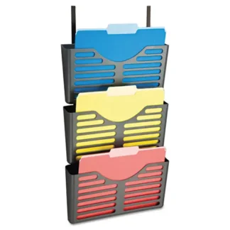 Officemate VerticalMate Cubicle Wall File Pocket, 3 Sections, Letter Size, Charcoal, 3/Pack