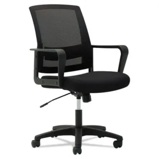 OIF Mesh Mid-Back Chair, Supports Up to 225 lb, 17" to 21.5" Seat Height, Black