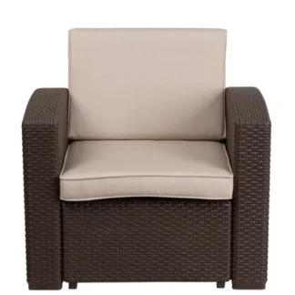 Outdoor Chair – Faux Rattan- Chocolate