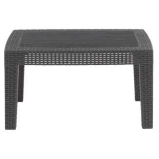 Outdoor Coffee Table – Faux Rattan – Dark Gray