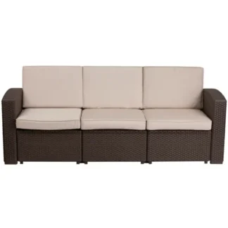 Outdoor Sofa – Faux Rattan – Chocolate Brown