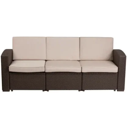 Outdoor Sofa – Faux Rattan – Chocolate Brown
