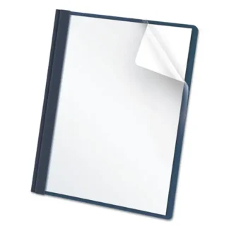 Oxford™ Clear Front Standard Grade Report Cover, Three-Prong Fastener, 0.5" Capacity, 8.5 x 11, Clear/Dark Blue, 25/Box