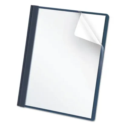 Oxford™ Clear Front Standard Grade Report Cover, Three-Prong Fastener, 0.5" Capacity, 8.5 x 11, Clear/Dark Blue, 25/Box