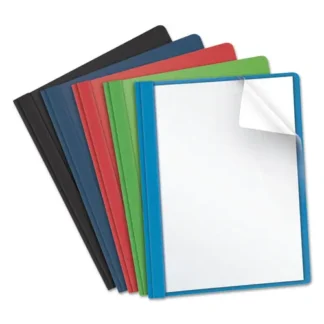 Oxford™ Clear Front Standard Grade Report Cover, Three-Prong Fastener, 0.5" Capacity, 8.5 x 11, Clear/Assorted, 25/Box