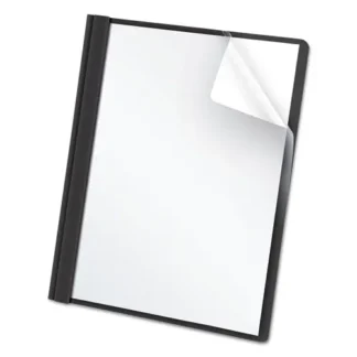 Oxford™ Clear Front Standard Grade Report Cover, Three-Prong Fastener, 0.5" Capacity, 8.5 x 11, Clear/Black, 25/Box