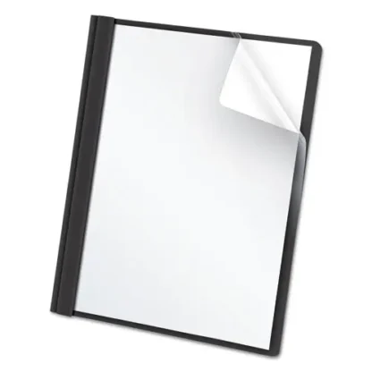 Oxford™ Clear Front Standard Grade Report Cover, Three-Prong Fastener, 0.5" Capacity, 8.5 x 11, Clear/Black, 25/Box