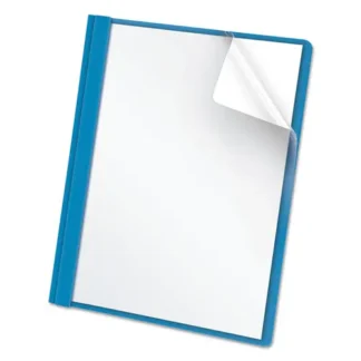 Oxford™ Clear Front Standard Grade Report Cover, Three-Prong Fastener, 0.5" Capacity, 8.5 x 11, Clear/Light Blue, 25/Box