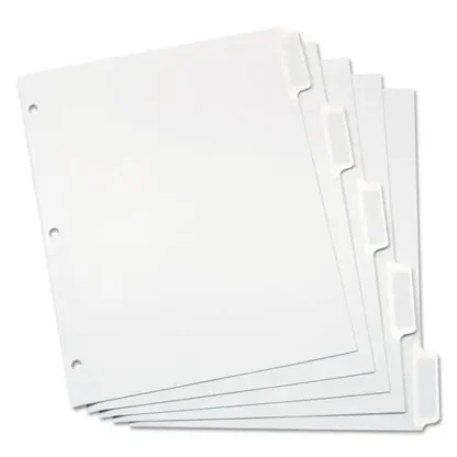 Oxford™ Custom Label Tab Dividers with Self-Adhesive Tab Labels, 5-Tab, White, 25 Sets