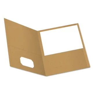 Oxford™ Earthwise by Oxford 100% Recycled Paper Twin-Pocket Portfolio, 100-Sheet Capacity, 11 x 8.5, Natural, 25/Box