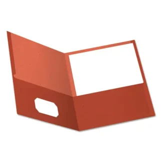 Oxford™ Earthwise by Oxford 100% Recycled Paper Twin-Pocket Portfolio, 100-Sheet Capacity, 11 x 8.5, Red, 25/Box