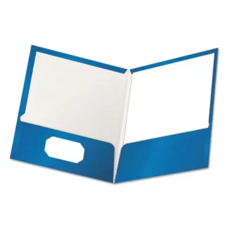 Oxford™ High Gloss Laminated Paperboard Folder, Blue, 25/Box