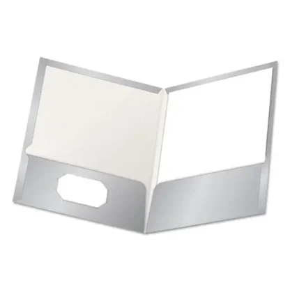 Oxford™ High Gloss Laminated Paperboard Folder, 100-Sheet Capacity, 11 x 8.5, Gray, 25/Box