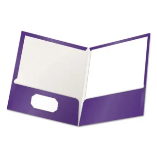 Oxford™ High Gloss Laminated Paperboard Folder, 100-Sheet Capacity, 11 x 8.5, Purple, 25/Box