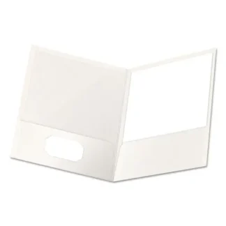 Oxford™ High Gloss Laminated Paperboard Folder, White, 100-Sheet Capacity, 11 x 8.5, 25/Box