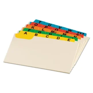 Oxford™ Manila Index Card Guides with Laminated Tabs, A to Z, 1/5-Cut Top Tab, 5 x 8, Manila, 25/Set
