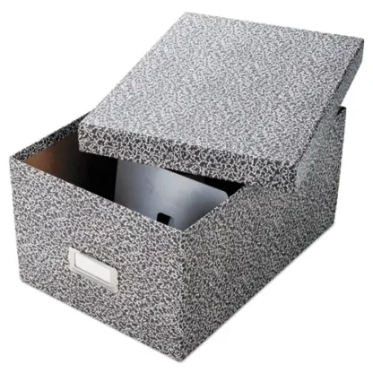 Oxford™ Reinforced Board Card File, Lift-Off Cover, Black/White, Holds 1,200 5 x 8 Cards
