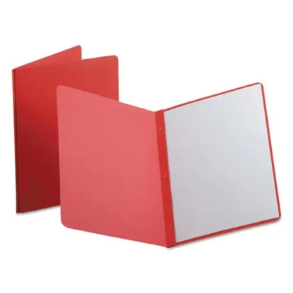 Oxford™ Report Cover, Three-Prong Fastener, 0.5" Capacity, 8.5 x 11, Red/Red, 25/Box