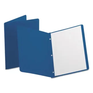 Oxford™ Title Panel and Border Front Report Cover, Three-Prong Fastener, Dark Blue, 25/Box