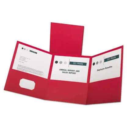Oxford™ Tri-Fold Folder w/3 Pockets, 150-Sheet Capacity, 11 x 8.5, Red, 20/Box
