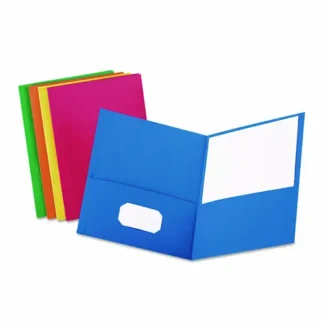 Oxford™ Twin-Pocket Folder, Embossed Leather Grain Paper, Assorted Colors, 25/Box