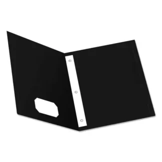 Oxford™ Twin-Pocket Folders with 3 Fasteners, 0.5" Capacity, 11 x 8.5, Black, 25/Box