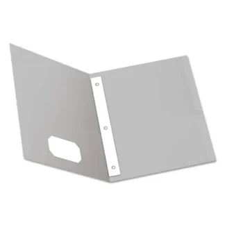 Oxford™ Twin-Pocket Folders with 3 Fasteners, 0.5" Capacity, 11 x 8.5, Gray, 25/Box