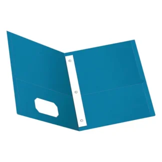 Oxford™ Twin-Pocket Folders with 3 Fasteners, 0.5" Capacity, 11 x 8.5, Light Blue, 25/Box