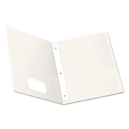 Oxford™ Twin-Pocket Folders with 3 Fasteners, White, 25/Box