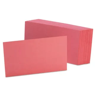 Oxford™ Unruled Index Cards, 3 x 5, Cherry, 100/Pack