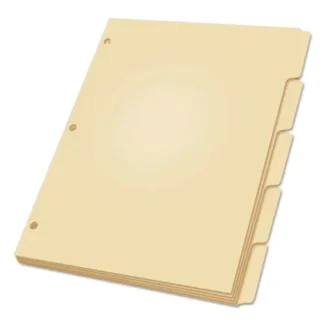 Oxford™ Write-On Tab Dividers, 5-Tab, 11 x 8.5, Manila, 20 Sets