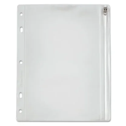 Oxford™ Zipper Binder Pocket, 2- to 5-Hole Punched, Clear