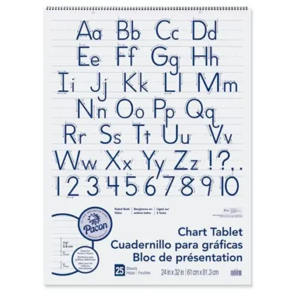 Pacon® Chart Tablets, Presentation Format, 1.5" Rule, 24" x 32", White, 25 Sheets, 12/Carton