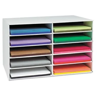 Pacon® Classroom Construction Paper Storage, 10 Compartments, White