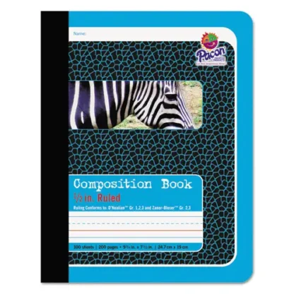 Pacon® Composition Book, Illustration Boxes/College Rule, Blue Cover, 100 Sheets, 9.75 x 7.5 inches