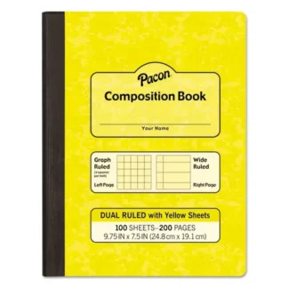 Pacon® Composition Book, Wide/Legal Rule, Yellow Cover, 9.75" x 7.5", 100 Sheets