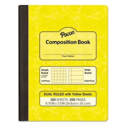Pacon® Composition Book, Wide/Legal Rule, Yellow Cover, 9.75" x 7.5", 100 Sheets