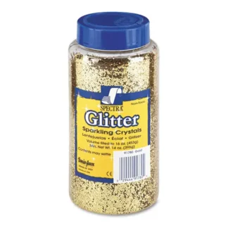 Pacon® Spectra Glitter, 0.04 Hexagon Crystals, Gold, 16 oz Shaker-Top Jar