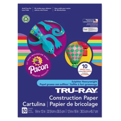 Pacon® Tru-Ray Construction Paper, Assorted Bright Colors, 9 x 12, 50 Sheets