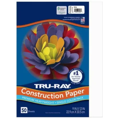 Pacon® Tru-Ray Construction Paper, 9 x 12, White, 50 Sheets/Pack, 50 Packs/Carton