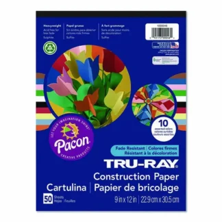 Pacon® Tru-Ray Construction Paper, 9 x 12, Assorted Colors, 50 Sheets/Pad
