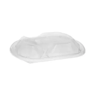 Pactiv Evergreen ClearView MealMaster Lid with Fog Gard Coating, Large 2-Compartment Dome Lid, Clear, Plastic, 252/Carton