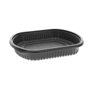 Pactiv Evergreen Clearview Micromax Microwavable Container, 36 oz, Black, Plastic, 250/Carton