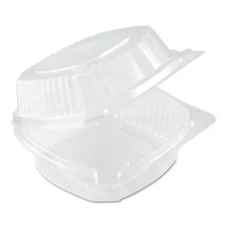 Pactiv Evergreen ClearView SmartLock Hinged Lid Container, 20 oz, 5.75 x 6 x 3, Clear, Plastic, 500/Carton